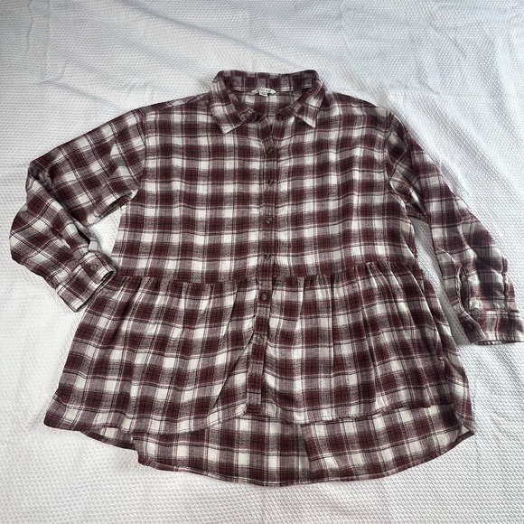 American Eagle Womens Large Oversized Plaid Long Sleeve Button Up Flannel Shirt - Picture 1 of 7